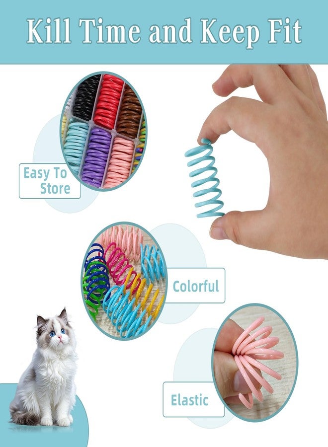 Andiker 40pcs Cat Spring Toys, Colorful Plastic Cat Spiral Toy to Release Energy and Keep Fit Bounce with a Storage Box Interactive Cat Toy for Swatting, Biting, Hunting Kitten Toys - Image 3